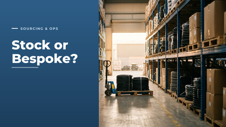 Coils of industrial hose on pallets in a distributor warehouse aisle, with a pallet truck ready for despatch